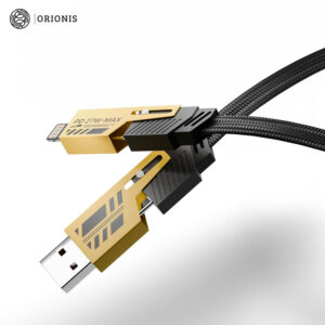 ORIONIS 4-in-1 charging cable showing all heads and braided design