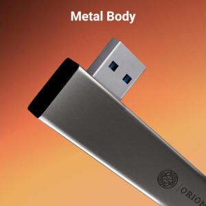 ORIONIS 4-in-1 Ultra Slim USB Hub with USB 3.0, Type-C and Dual USB 2.0 Ports – Multiport Adapter for Laptop, PC, MacBook and Smartphones (Silver)