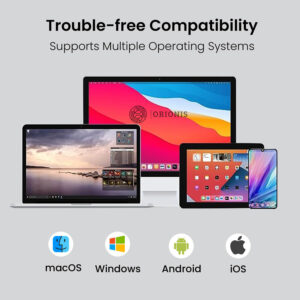 Orionis 8-in-1 Dual Hub Dock with USB-A & Type-C Input – Multiport Adapter with AUX, USB 3.0, USB 2.0, SD/microSD Card Reader, PD Charging, and Type-C Data for Laptop, MacBook & PC