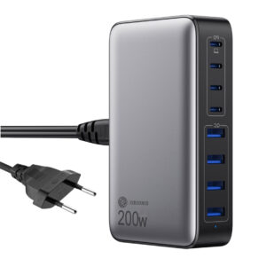 ORIONIS 200W GaN³ 8-Port Super Fast Charger Adapter with USB-C PD and QC Ports